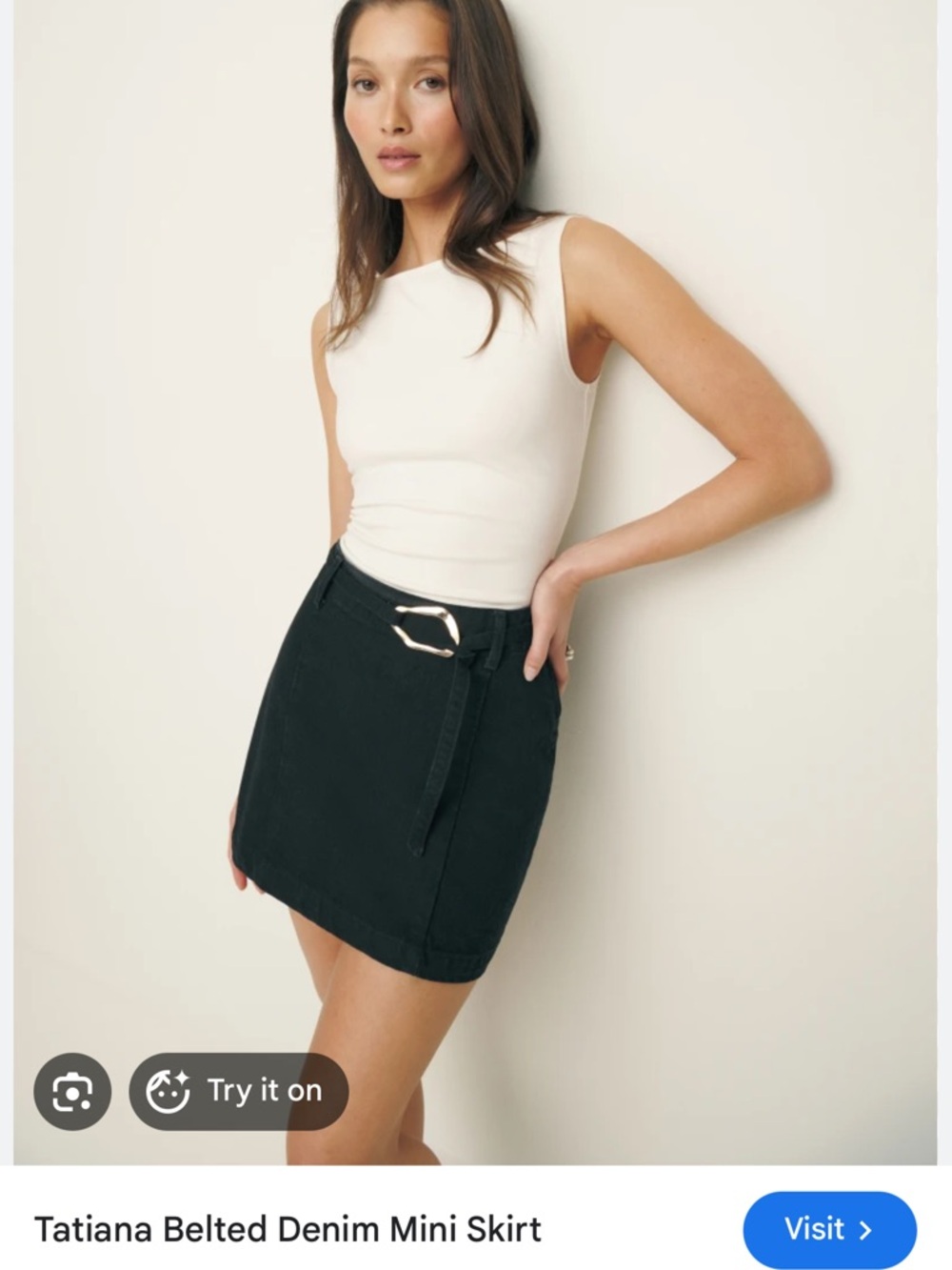 Reformation Tatiana denim belted skirt